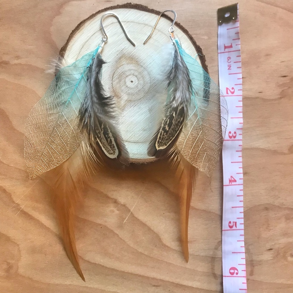 Fairy earrings - leaf and feather earrings (sterling silver hooks)